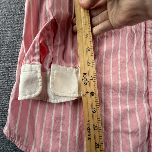 Lauren Ralph Lauren Contrast Collar Pink White Button Up Shirt Women Medium - Picture 9 of 14